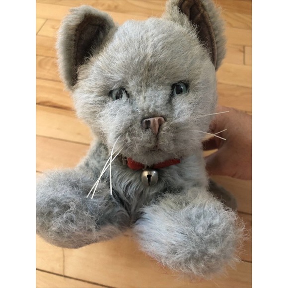 Vintage REAL SOFT TOYS Cat Plush Stuffed Toy Watford Gray Grey Lifelike England